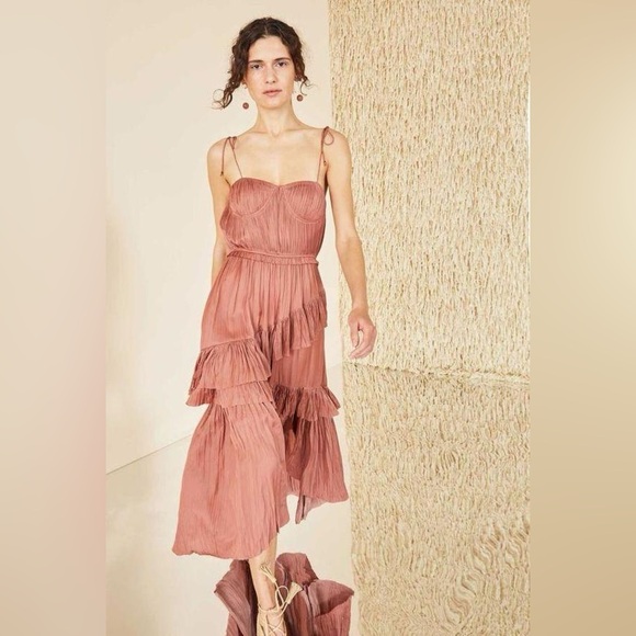 ulla johnson pink maxi dress Ulla Johnson Florence Sleeveless Silk Dress in Blush
